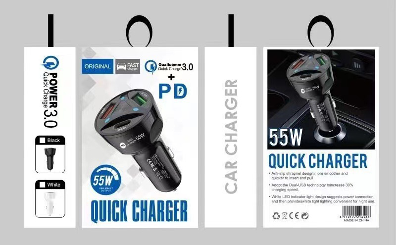 Cargador de automóviles, un remolque, tres cargas súper rápidas, 2 puertos USB / PD, Apple, Huawei, cigarrillos, fábrica transfronteriza al por mayor image 8