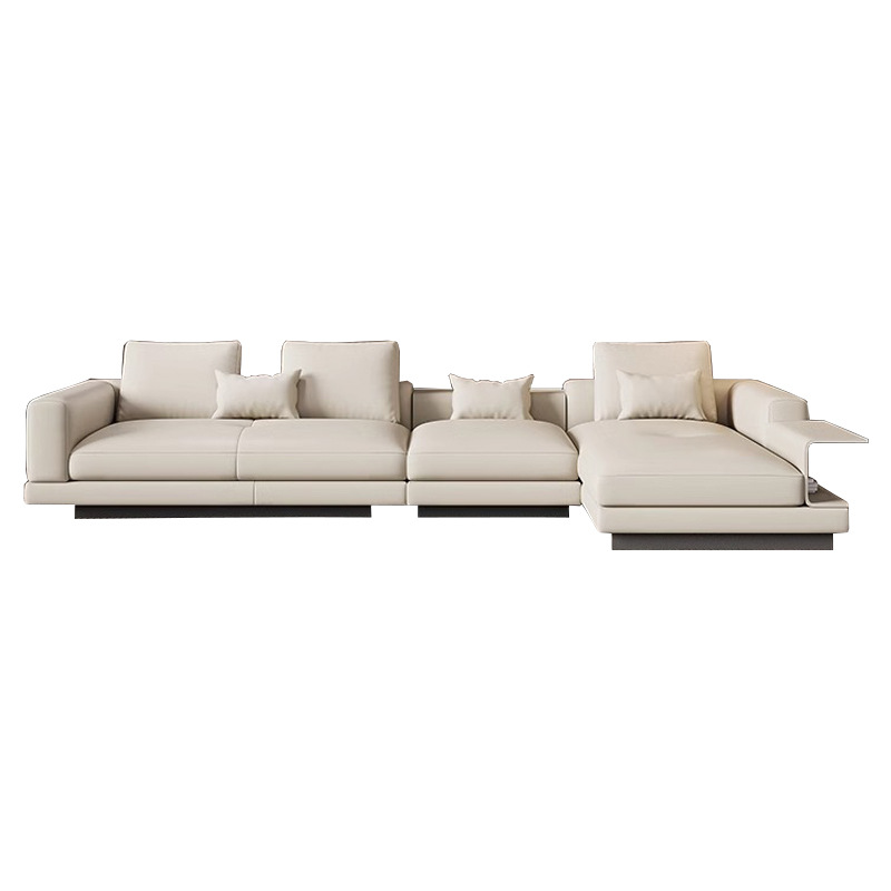 Sofá de cuero minimalista italiano Connery Villa sofá de gama alta grande plana nueva sala de estar sofá chaise combinación