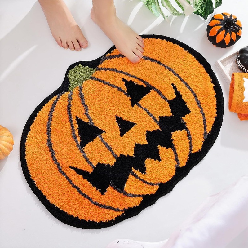 クロスボーダーラベル付きハロウィンカボチャ要素装飾玄関ドアマット汚れにくいお手入れが簡単なカーペット|undefined