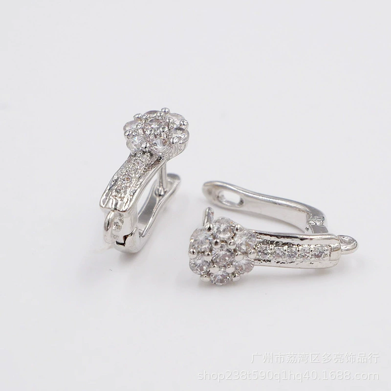 Серебряные серьги с медной вставкой, золотой цирконий, аксессуары, 18 карат белого золота, оптом