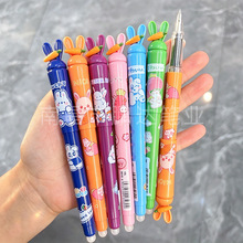 26新品 卡通图案钢笔小学生专用 暗尖正姿钢笔热可擦笔文具笔批发