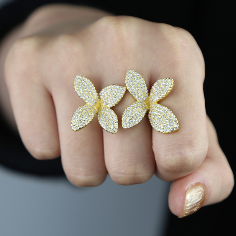 Holiday, Daily Occasion Wholesale Jewelry Hip-Hop Flower Copper Inlay Rings