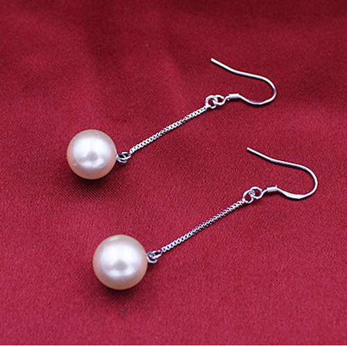 Kuaishou elegant women's long earrings women's imitation pearl and oyster silver earrings princess versatile ear hook earrings