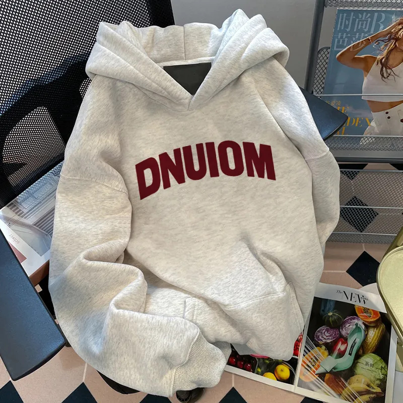 Korean Style Hiphop Letter Printed Cotton Hooded Sweatshirt for Women Autumn and Winter New Loose Student Versatile Jacket Trendy Men Korean Style Hiphop Letter Printed Cotton Hooded Sweatshirt for Women Autumn and Winter New Loose Student Versatile Jacket Trendy Men