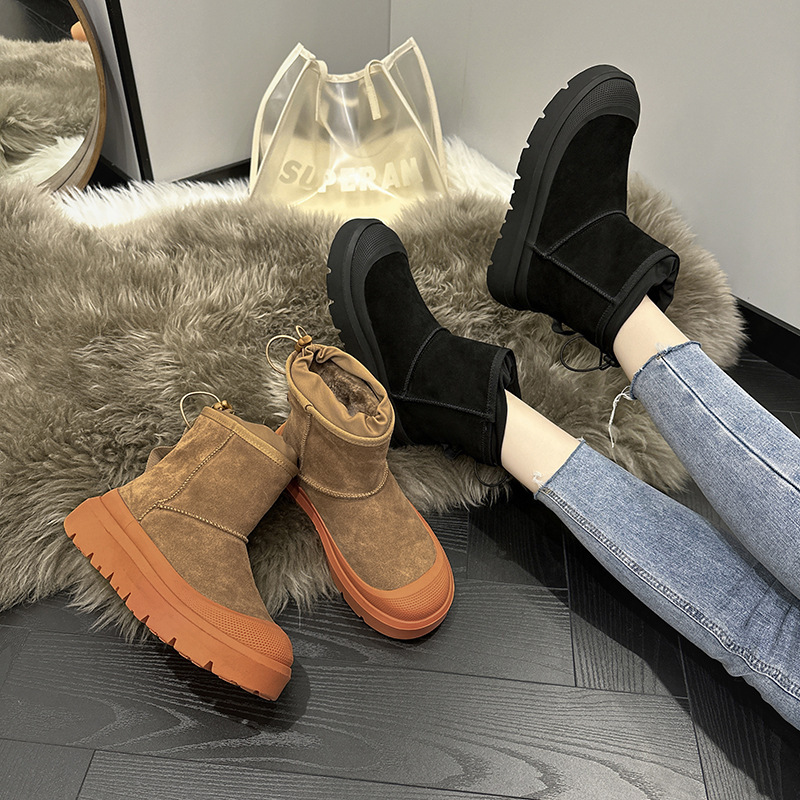 Wang Yibo's Same Tasman Snow Boots for Women 2023 Winter New Velvet Thickeneded Mid-Calf Cotton Boots for Women