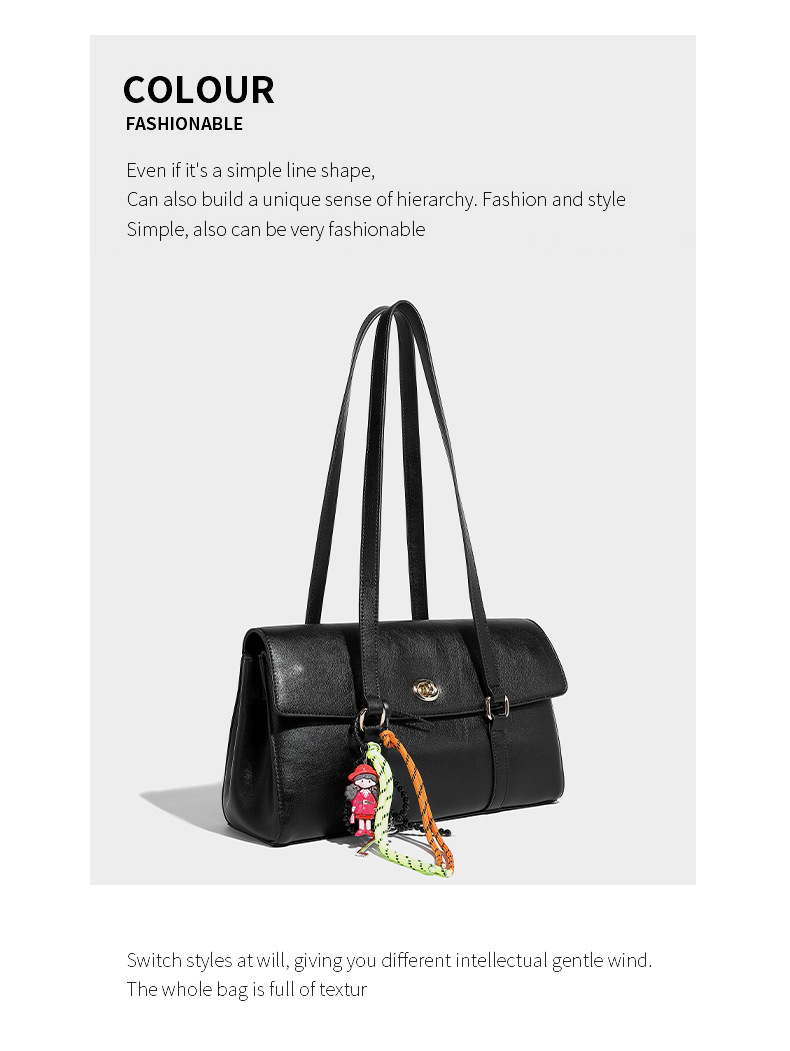 Grote capaciteit enkele schouder oksel met high-end gevoel, kralenhanger voor woon-werkverkeer, modieuze en veelzijdige handheld_voghion.com