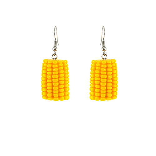 Interesting simulated resin green vegetable earrings, personalized cute corn earrings, healthy broccoli earrings wholesale