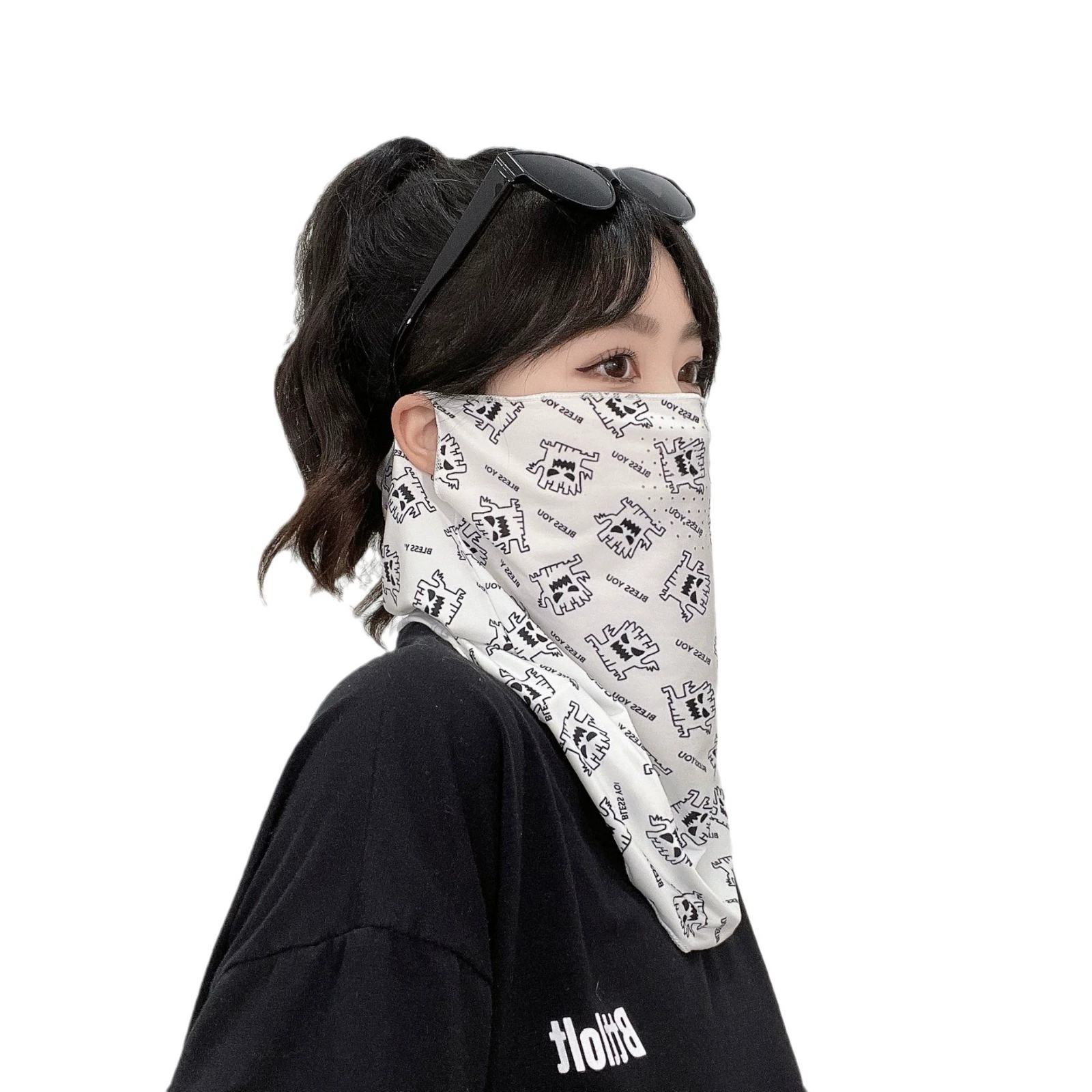 Hanging ear sunscreen mask men's full face shade driving neck ride ride face napkin locomotive women's neck sunscreen face cover veil