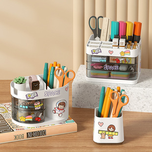 Stationery pen holder cosmetics dormitory storage box simple transparent cup desktop lipstick eyebrow pencil home storage office