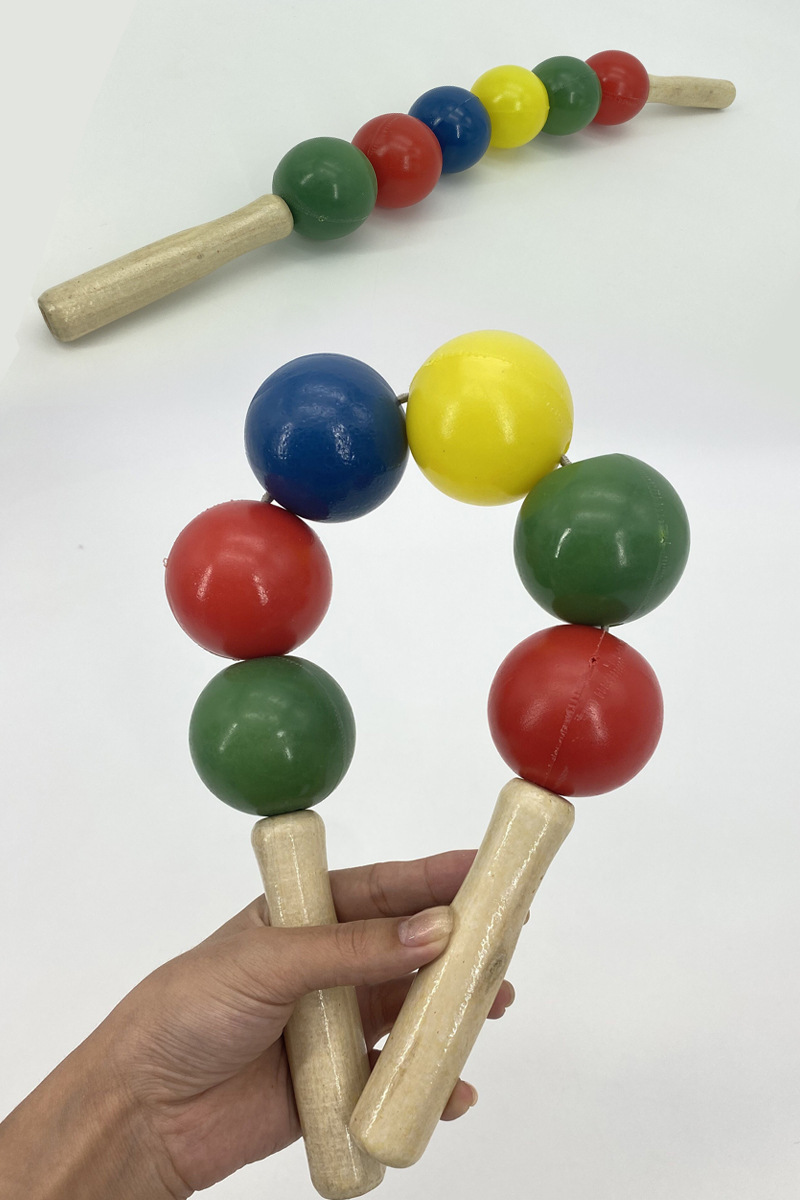 Juguetes de entrenamiento de fuerza de brazo para niños equipos deportivos de jardín de infantes equipos de ejercicio matinal al aire libre elástico de mango de madera