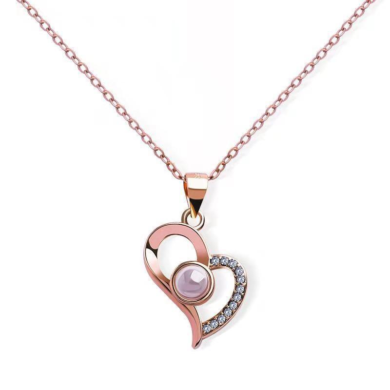 Sweet Heart Shape Titanium Steel Gold Plated Inlay Zircon Pendant Necklace 1 Piece display picture 2