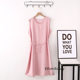 Summer New Women's Cotton Silk V-neck Waist Rope Sleeveless Vest Casual Home Long Dress