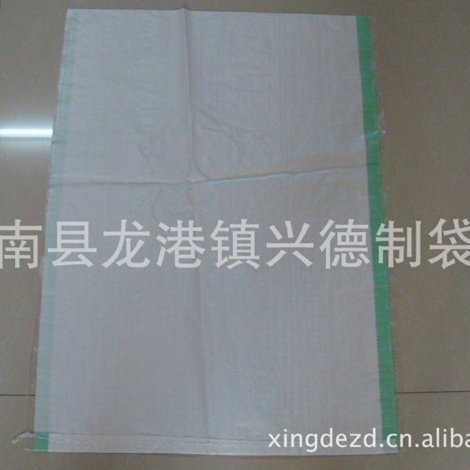 白色绿边编织袋 出口外贸编织袋20 30 35 40 55 60宽编织袋子