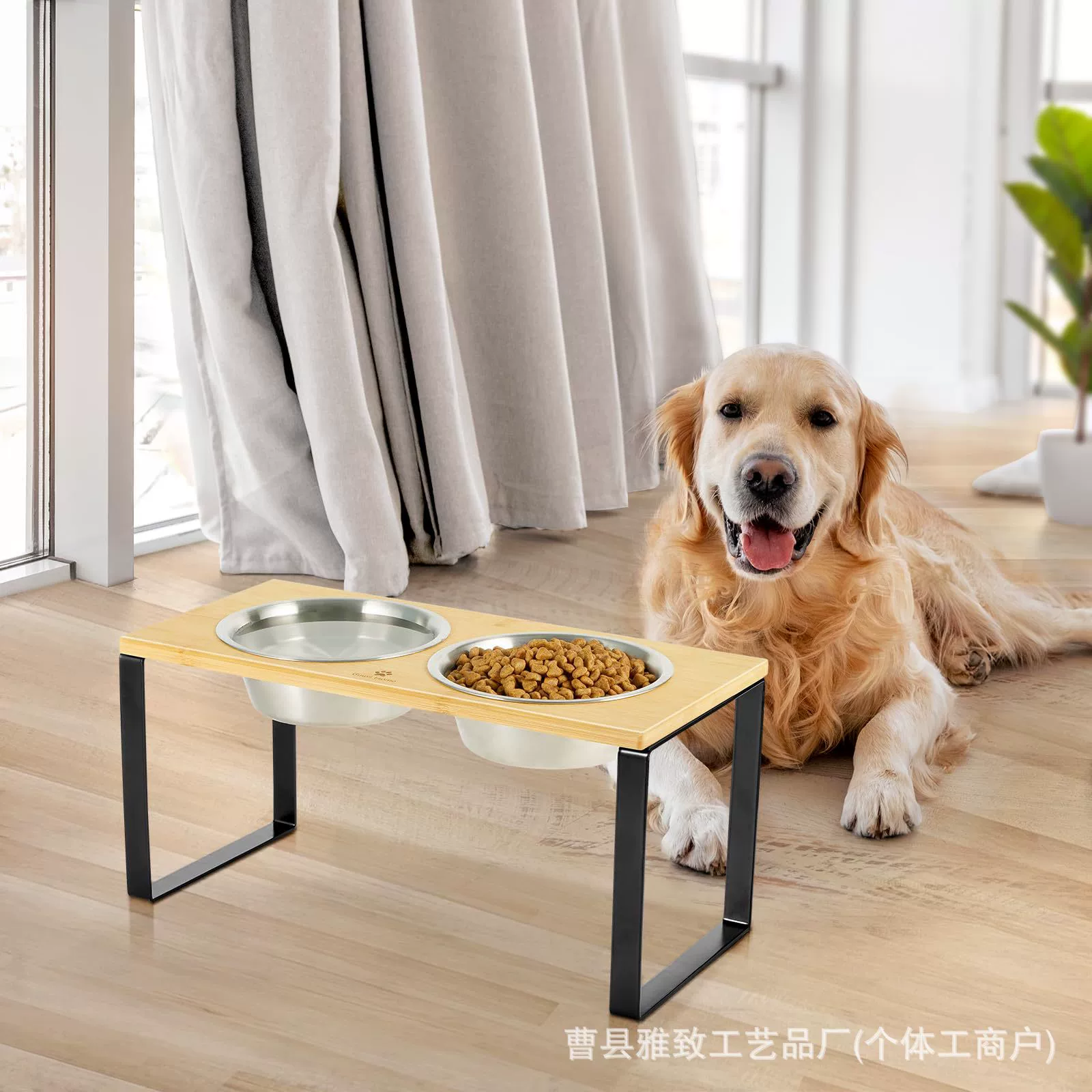 Бамбуковый деревянный держатель для собак, железный дерево, высокая деревянная двухступенчатая подставка для горшков