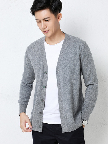 Casual Crewneck Sweater Men's Outerwear V-Neck Open Cardigan Coat Trendy Autumn/Winter Top Loose Men's Warm Knitted Shirt
