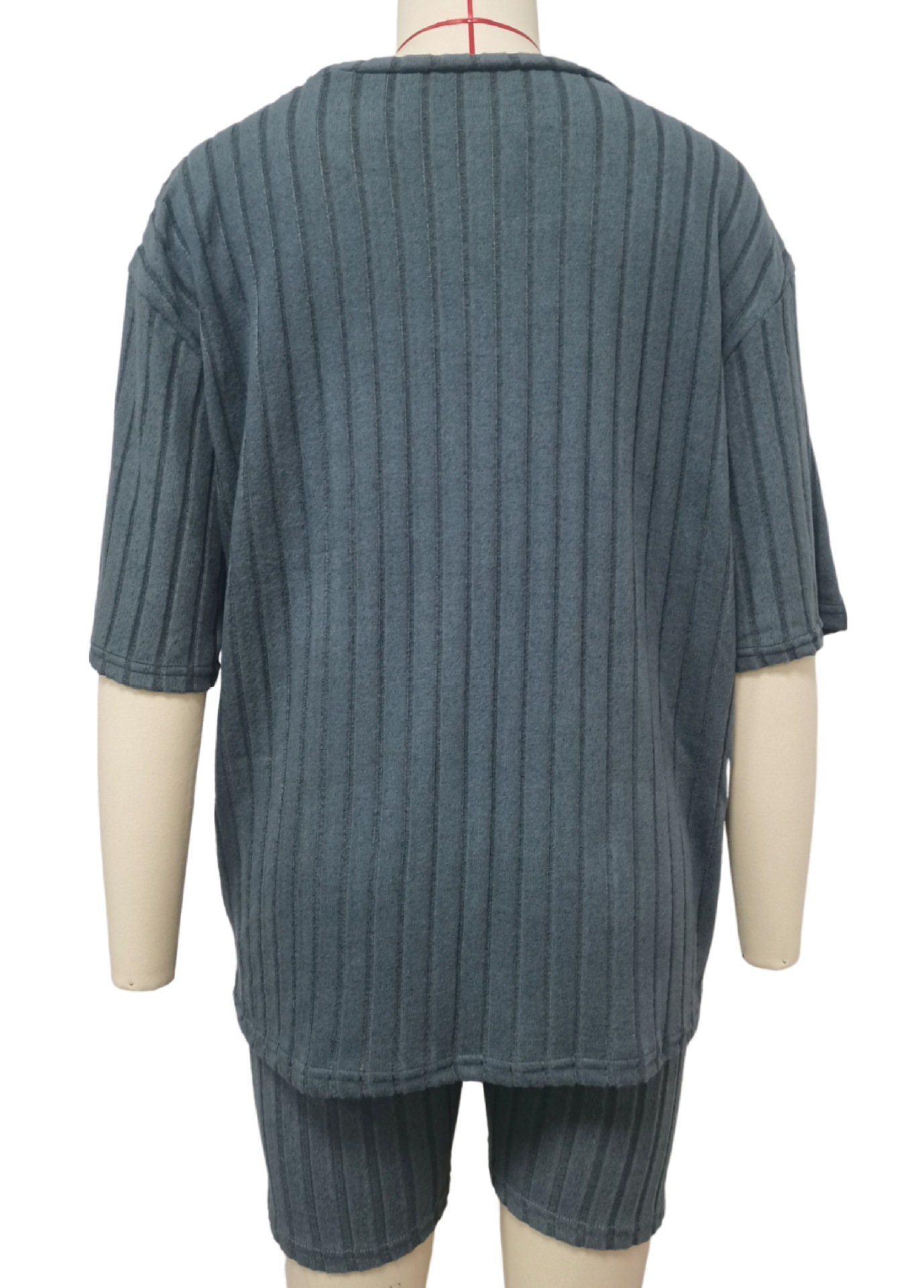 Women's Casual Solid Colour Shorts Set Round Neck Spring Outfit_voghion.com