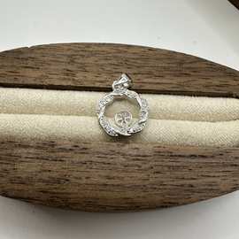 s925纯银珍珠空托吊坠镶钻简约高级感挂坠DIY配件厂家批发