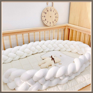 Baby Bed Bumper with Braided Design, Soft-Packed Crib Bumper, Baby Splicing Bed Bumper, Bed Rail, Anti-Collision