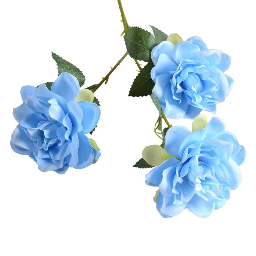 Artificial 3-cabeza Flor de Gardenia boda flor artificial decoración del hotel decoración del hogar Accesorios de fotografía flor falsa