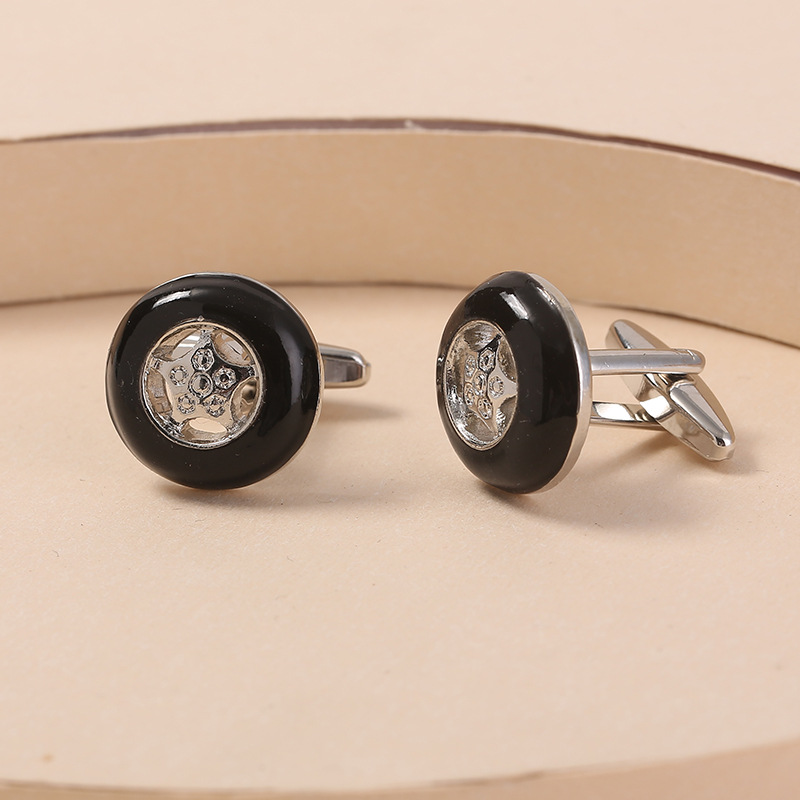 Neue runde eingelegten stern manschettenknöpfe mode retro herren hemd manschettenknöpfe_voghion.com