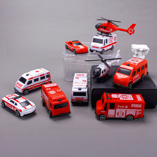 Military series toy car cake decoration ornaments plastic fire truck mini engineering vehicle police car ambulance aircraft