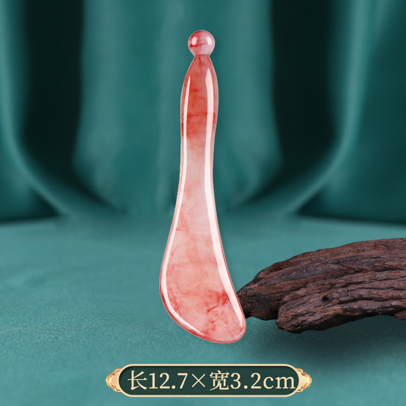 Peine de masaje cuatro en uno de resina real, tratamiento de cabeza de pulpo, peine de meridiano de dientes anchos, tabla raspadora en forma de corazón, barra de tendón de punto de acupuntura