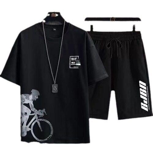 Summer Men's Printed T-shirt Short-sleeved Men's One-suit oversize Trendy Casual Loose Ins Top