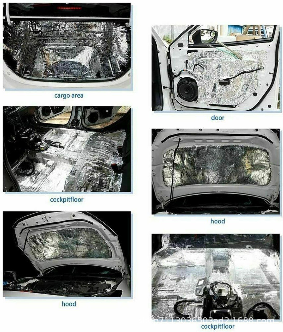 25*18cm Car Soundproofing Cotton Heat Insulation Cotton Aluminum Foil Shock Absorbing Pad Insulation Pad Silencer Cotton Cross-Border Dropshipping