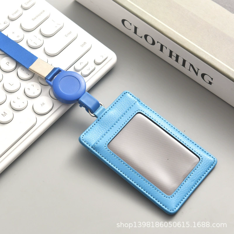 retractable factory brand identity protection cover work ID card holder with lanyard employee badge student ID card ID card