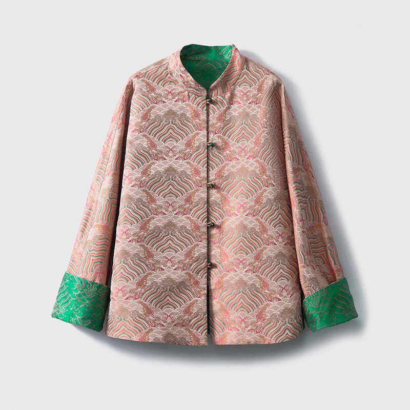 Double-sided Song Brocade Coat Guofeng Silk Women's Heavy Collar Coat 100 Mulberry Silk Jacquard Cardigan