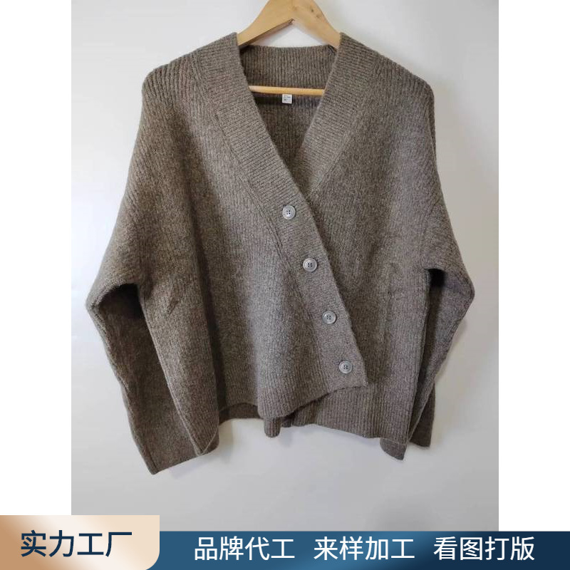 Custom women's woolen sweater COS style mole gray sweater casual asymmetric sweater cardigan high-grade quality Custom women's woolen sweater COS style mole gray sweater casual asymmetric sweater cardigan high-grade quality