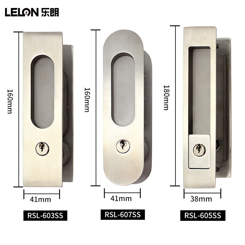 Personalizado acero inoxidable 304 puerta corredera en forma de llave de gancho cerradura puerta corredera cuadrada cerradura de núcleo redondo