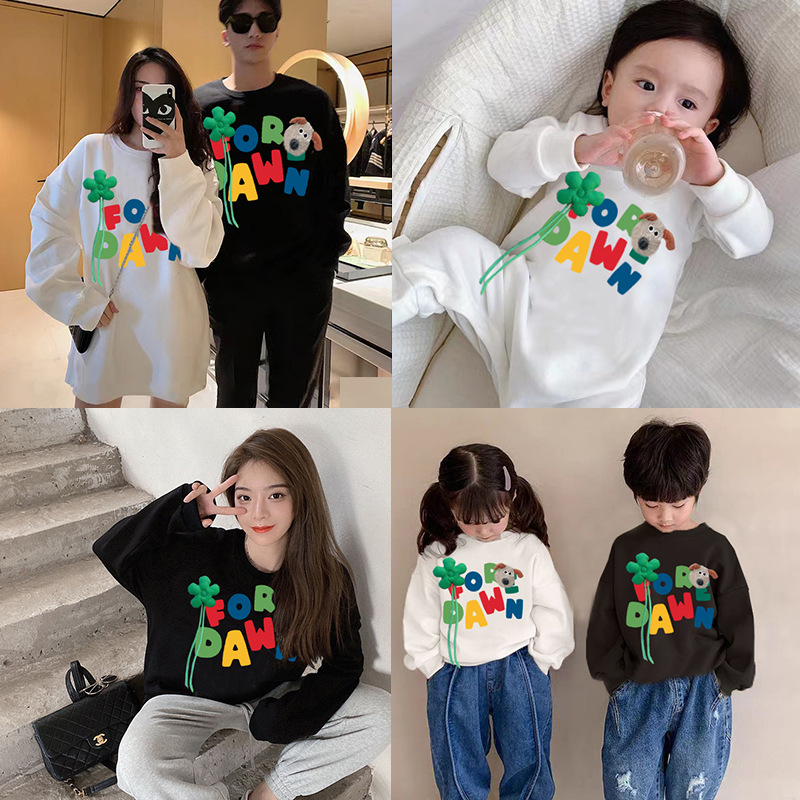 圣诞秋款卫衣一家三口母子高端炸街亲子装婴儿爬服母女全家福潮