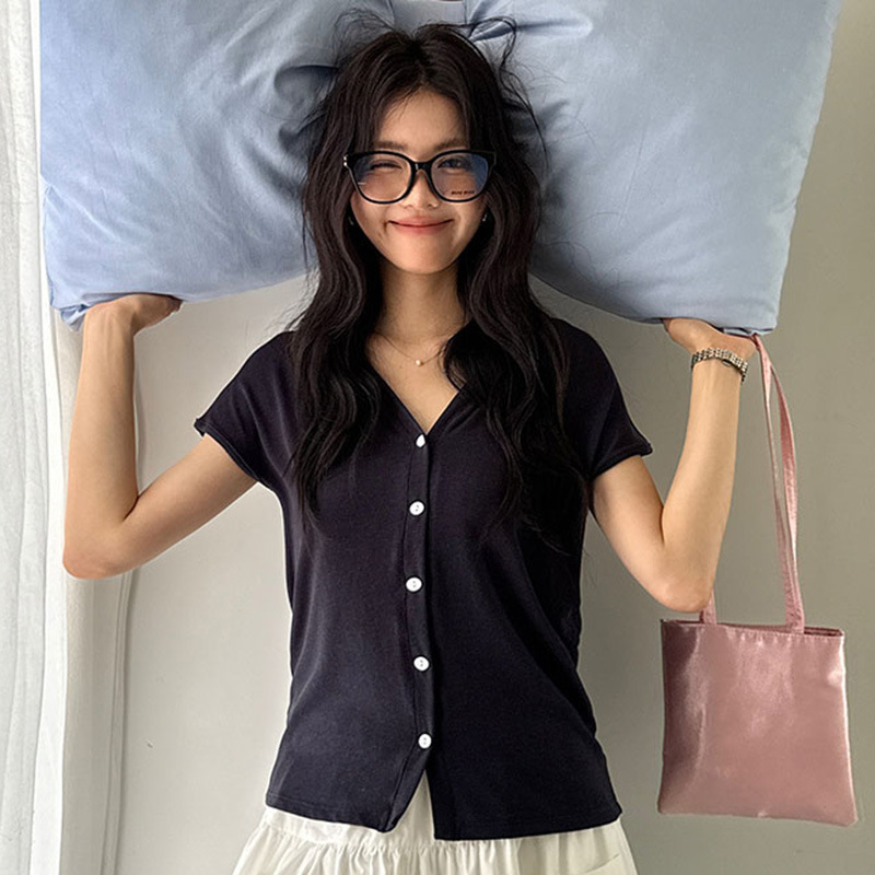 Morishima Tencel Linen Short-Sleeved T-Shirt Women's Summer New Lyocell Bottoming Shirt Skin-Fribottomly Button Cardigan Top Morishima Tencel Linen Short-Sleeved T-Shirt Women's Summer New Lyocell Bottoming Shirt Skin-Fribottomly Button Cardigan Top