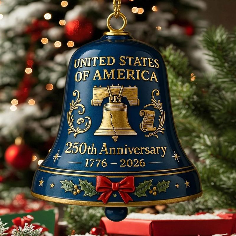 United States 250th Anniversary Bell Ornament圣诞门铃|undefined