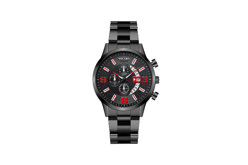 montre homme numérique à trois yeux avec calendrier tendance montre homme en acier inoxydable montre ceinture en acier_voghion.com