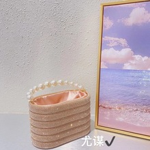 黑白拼色闪亮不灵钻石菜篮子水桶包宴会鸟笼抽带水钻手拿斜挎包女