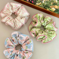 Korean version colorful small bear floral pattern forest system sweet fabric large intestine circle gentle ponytail ball hair tie hair accessory