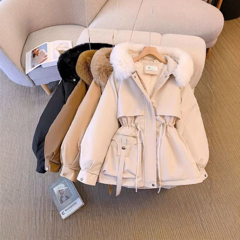 2025 Winter New Foreign Trade Down Cotton Jacket with Fleece Lining, All-in-One Winter Coat, Parka, Korean Style Cotton Coat 2025 Winter New Foreign Trade Down Cotton Jacket with Fleece Lining, All-in-One Winter Coat, Parka, Korean Style Cotton Coat