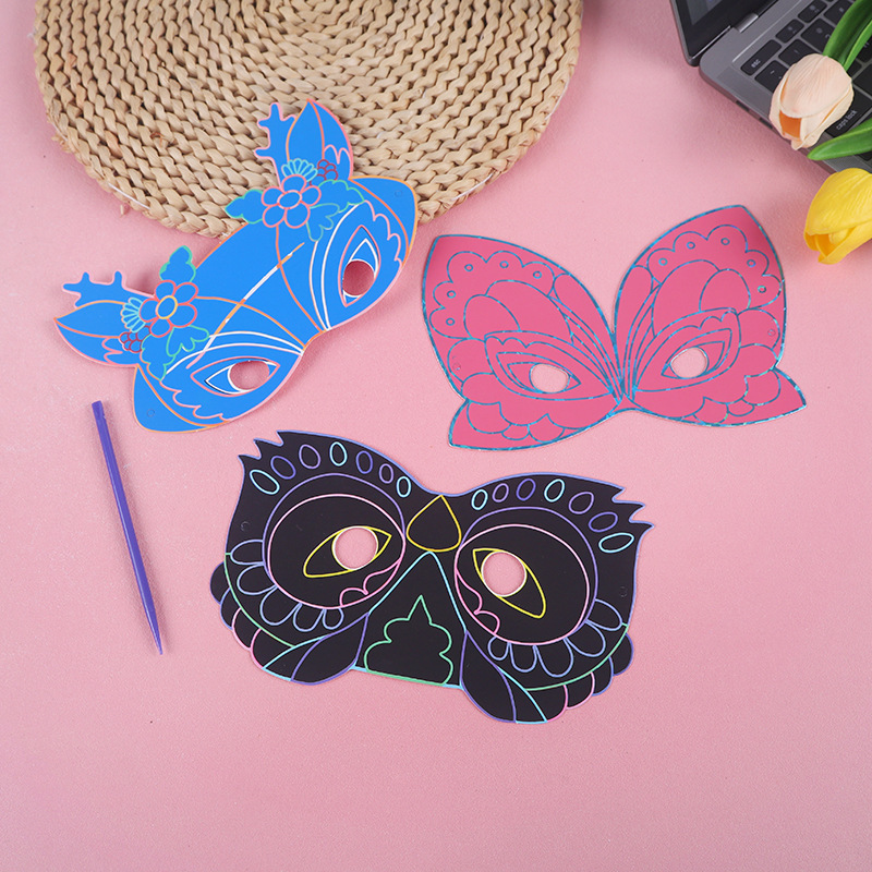 Scraping painting children's creative graffiti scraping painting this kindergarten art scraping paper fun mask wholesale colorful diy