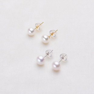 Natural freshwater pearl earrings face beads flawless S925 Silver fashion temperament earrings earrings a generation of hair