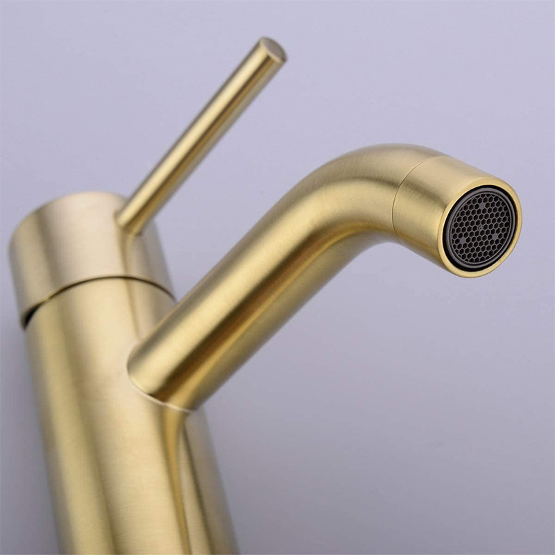 Stainless steel brushed gold faucet 304, cold and hot washbasin, washbasin, countertop basin, gold straight and curved faucet Application Scenario
