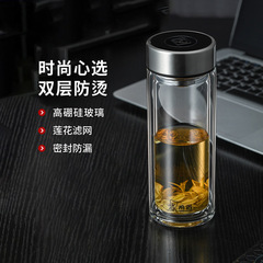 希諾雙層玻璃杯男女士家用杯子高檔商務車載便攜水杯透明隔熱茶杯