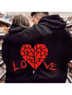 2025 New Cross-Border Dropshipping Valentine's Day Heart Hoodie Long Style