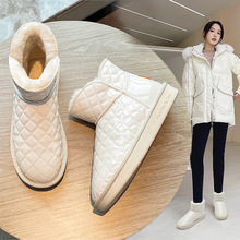 雪地靴女2021冬季新款短筒小香風白色加絨加厚保暖休閑棉鞋子代發