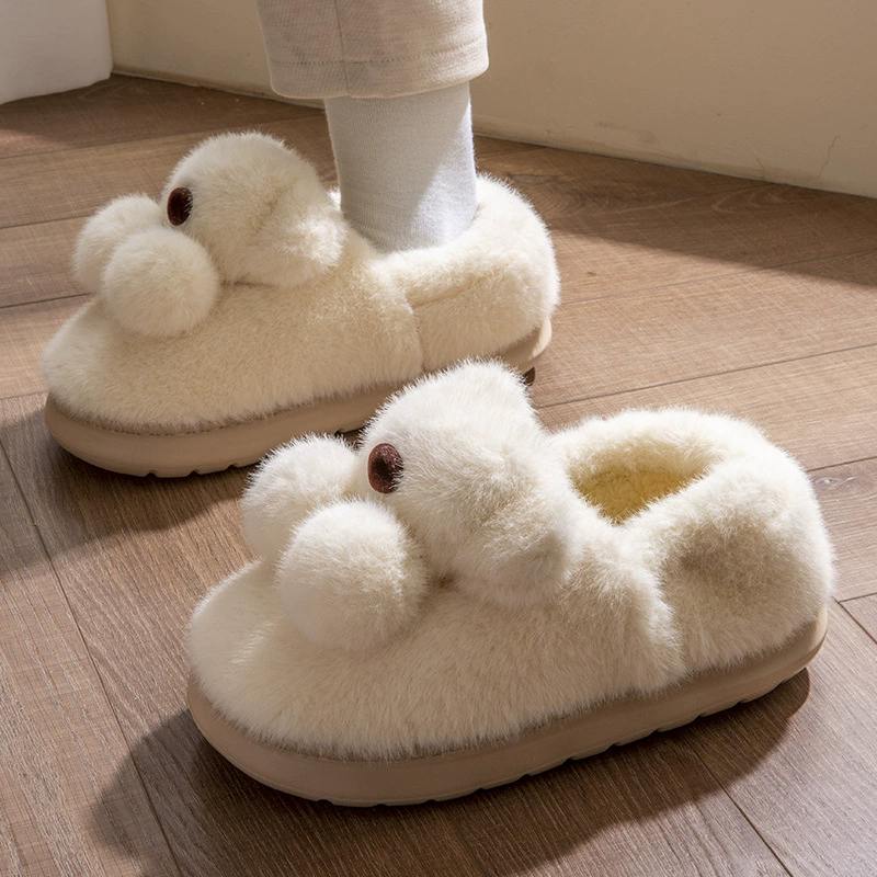 Медвежонок хлопчатобумажные тапочки для девочек осень-зима 2024 новые сумки и крытый дом толстая подошва нескользкие милые плюшевые хлопчатобумажные туфли