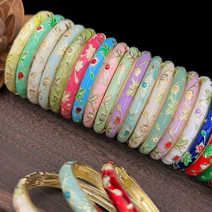 Beijing Enamel Oil Drop Bracelet Fine Floral Women's Bracelet Forbidden City Tourist Souvenir Hot Spot