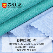 现货彩棉拉架汗布涤粘氨针织弹力布短袖T恤文化衫平纹四面弹面料