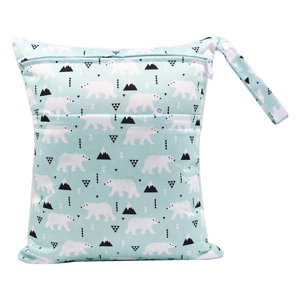 Bolsa de pañales Asenappy Impresión digital bebé doble cremallera impresión impermeable bolsa de pañales aplicación económica