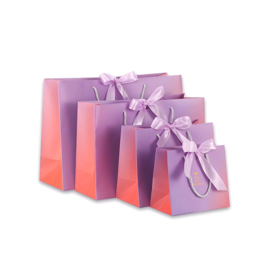 Bolso de empaquetado degradado púrpura bolsa de regalo degradado tienda de ropa bolso bolsa de papel bolsa de regalo con logotipo impreso